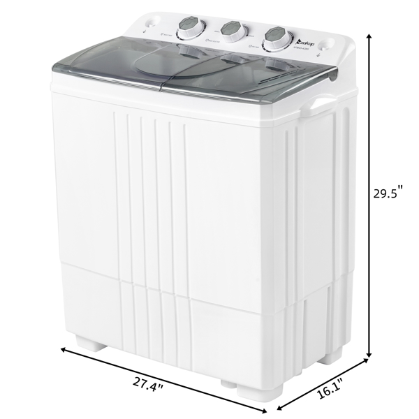 美规 XPB45-428S 20lbs (12lbs 8lbs) 洗衣机 110V 110V,400W 双桶 带排水泵 塑料 灰色盖板 半自动-6