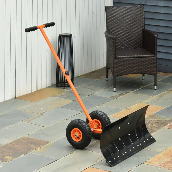 29"  Blade Rolling Snow Shovel Rolling Pusher   Orange-11