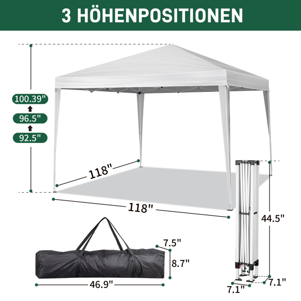  10*10ft 白色 4片面-2个门2个窗 折叠棚 牛津布   喷塑铁管 LT 便携-2