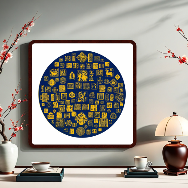 拓印-百禄图-蓝色-57cm*57cm-3