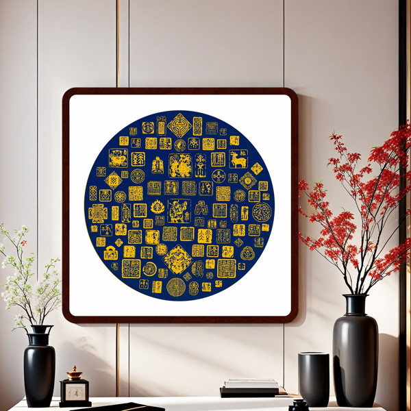 拓印-百禄图-蓝色-57cm*57cm-5