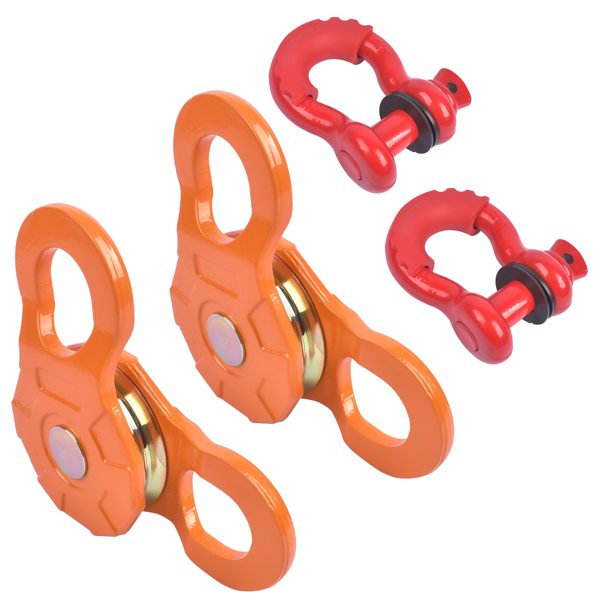 绞盘滑轮 2Pcs Pack Snatch Block Towing Pulley w/ Shackle Heavy Duty Offroad Recovery Winch-6