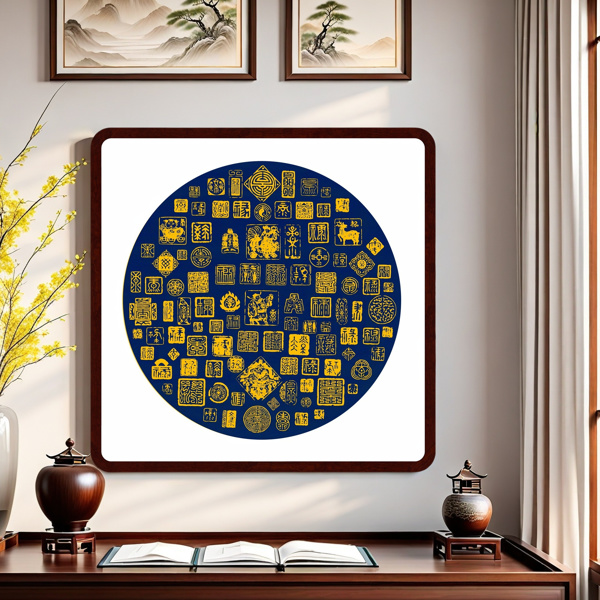 拓印-百禄图-蓝色-57cm*57cm-4