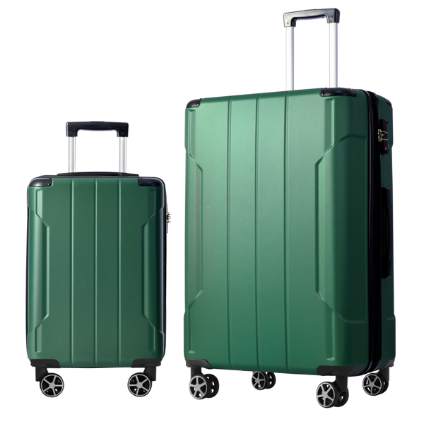 Luggage Sets 2 Piece, Hardshell ABS Lightweight and Expandable(only 28") Suitcases with Double Wheels, Carry-on Luggage, 2-Piece Set (20/28), Green-1