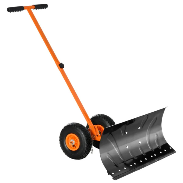 29"  Blade Rolling Snow Shovel Rolling Pusher   Orange-1
