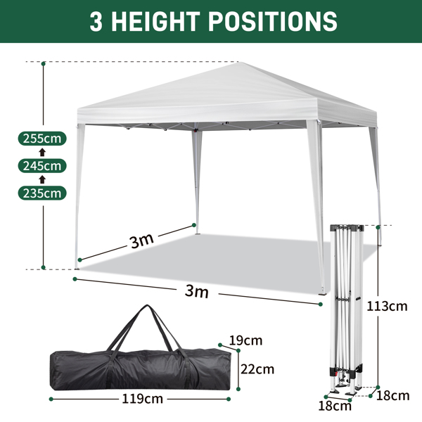  10*10ft 白色 4片面-2个门2个窗 折叠棚 牛津布   喷塑铁管 LT 便携-10