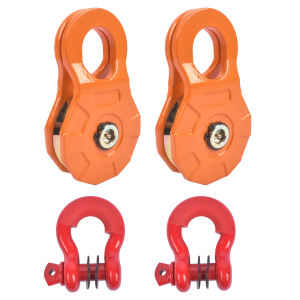 绞盘滑轮 2Pcs Pack Snatch Block Towing Pulley w/ Shackle Heavy Duty Offroad Recovery Winch-4