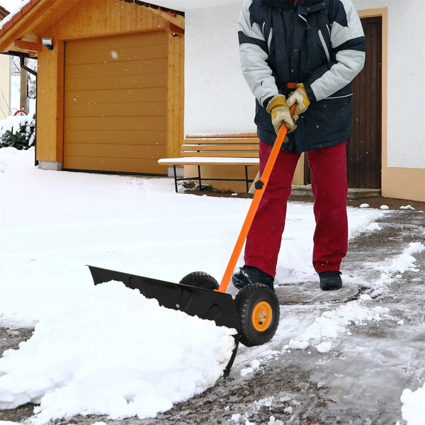 29"  Blade Rolling Snow Shovel Rolling Pusher   Orange-12