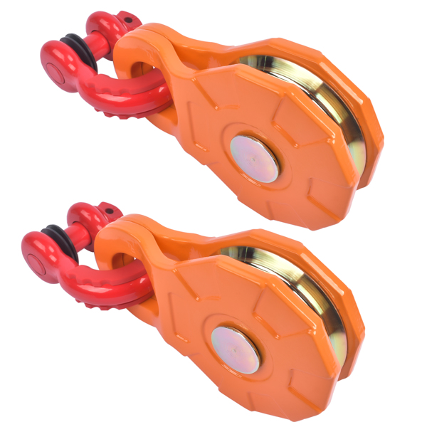 绞盘滑轮 2Pcs Pack Snatch Block Towing Pulley w/ Shackle Heavy Duty Offroad Recovery Winch-5