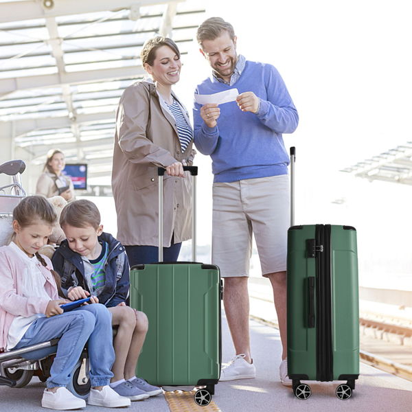 Luggage Sets 2 Piece, Hardshell ABS Lightweight and Expandable(only 28") Suitcases with Double Wheels, Carry-on Luggage, 2-Piece Set (20/28), Green-11