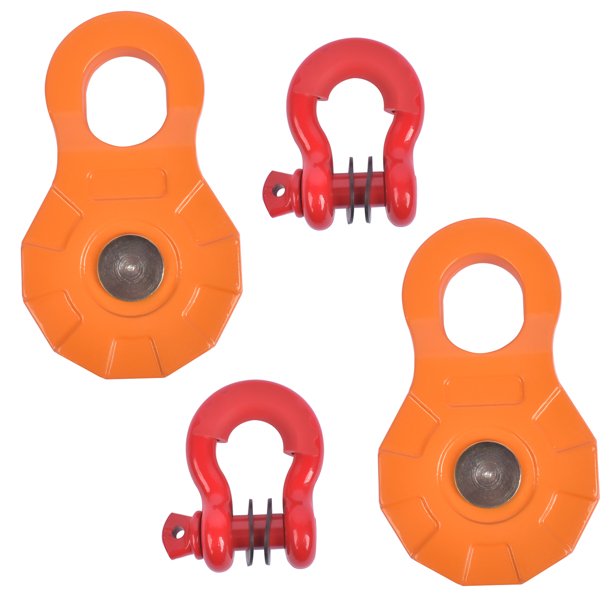 绞盘滑轮 2Pcs Pack Snatch Block Towing Pulley w/ Shackle Heavy Duty Offroad Recovery Winch-8