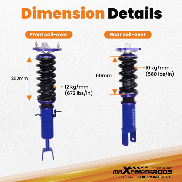 适用于日产350Z 03-08的MaXpeedingrods Coilovers悬挂降低套件-4