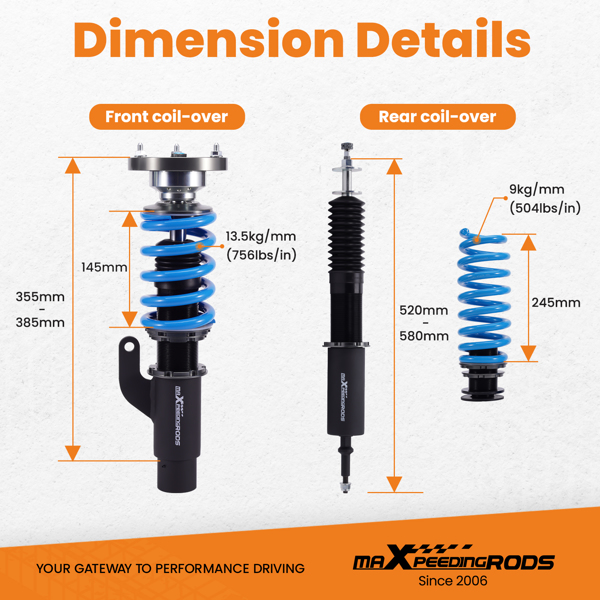 MaXpeedingrods T6 避震器下降线圈适用于 BMW 3 系 E90 xDrive AWD 06-11-3