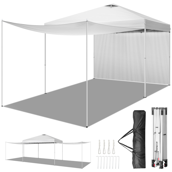 10X10ft 白色 2片面 带2组(4根)铁管支撑杆 折叠棚 牛津布 白色喷塑铁管 LT-20