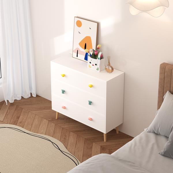 Kids 3 Drawer Dresser, Baby Nightstand for Bedroom, Storage Cabinet for Toddler Child for Living Room, Toddler Room, Nursery, Closet, Apartment (White)-3
