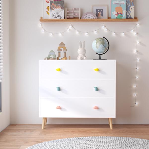 Kids 3 Drawer Dresser, Baby Nightstand for Bedroom, Storage Cabinet for Toddler Child for Living Room, Toddler Room, Nursery, Closet, Apartment (White)-12