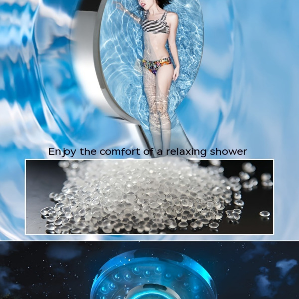 LED自动变色雨淋花洒套装，节水设计，免电池，带软管底座，现代浴室必备（可能发云途物流）-14