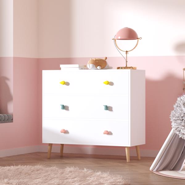 Kids 3 Drawer Dresser, Baby Nightstand for Bedroom, Storage Cabinet for Toddler Child for Living Room, Toddler Room, Nursery, Closet, Apartment (White)-25