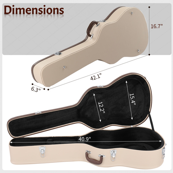 【替换 23554151】39" Classical Guitar Hard Case Microgroove Flat Beige-11