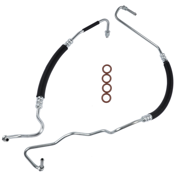 动力转向软管组 Pair Power Steering Pressure Line Hoses Kit for Chevy Silverado GMC Sierra 2500 HD 3500 6.6L V8 Turbo 2001-2010 Hydroboost To Gear, Pump To Hydroboost-6