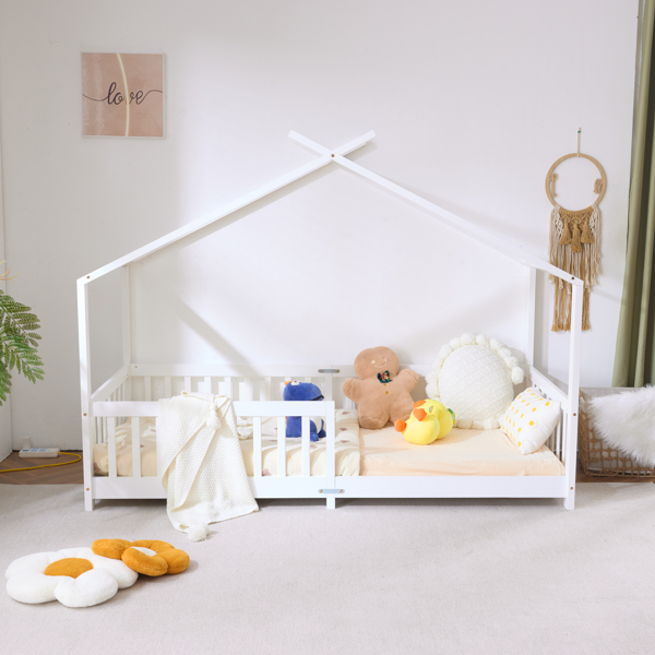 X型屋顶造型 白色 油漆面 松木 206*98*156cm 儿童木床-18