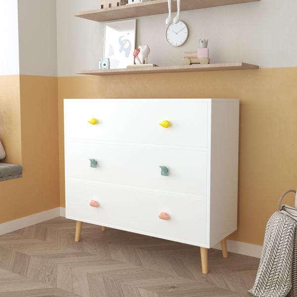 Kids 3 Drawer Dresser, Baby Nightstand for Bedroom, Storage Cabinet for Toddler Child for Living Room, Toddler Room, Nursery, Closet, Apartment (White)-16