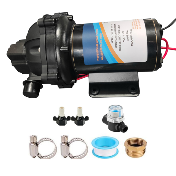 水泵 Black RV Fresh Water Pump 7GPM 70PSI, 12V DC Water Pump Five Chamber Self-Priming Diaphragm Water Pump with Heavy Duty Pressure Switch and Strainer-3