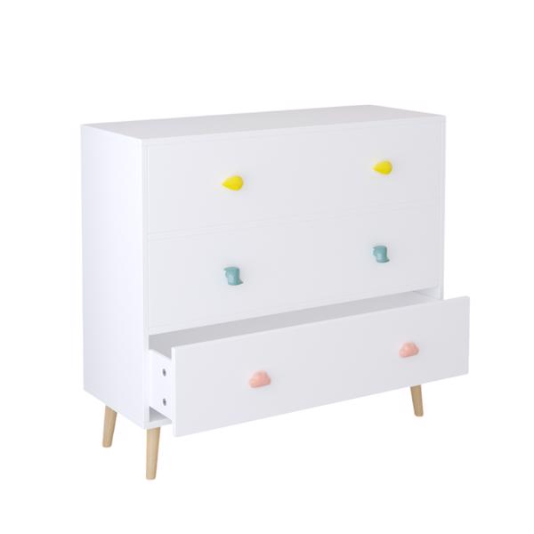 Kids 3 Drawer Dresser, Baby Nightstand for Bedroom, Storage Cabinet for Toddler Child for Living Room, Toddler Room, Nursery, Closet, Apartment (White)-2