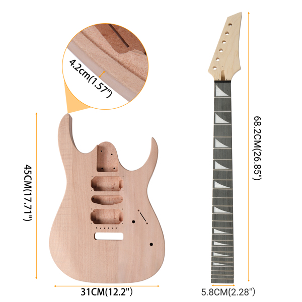 DIY 6 String 170 Style Electric Guitar Kits with Mahogany Body, Maple Neck and Accessories-12