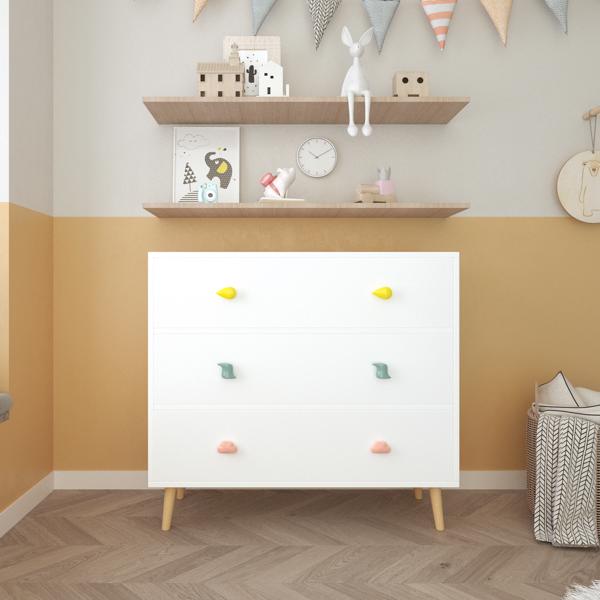 Kids 3 Drawer Dresser, Baby Nightstand for Bedroom, Storage Cabinet for Toddler Child for Living Room, Toddler Room, Nursery, Closet, Apartment (White)-21