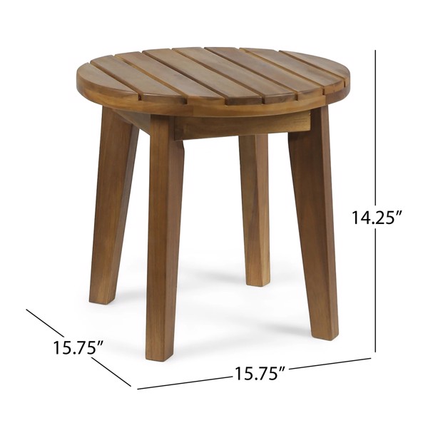 Outdoor Acacia Wood and Rope Weave 3 Piece Chat Set, White and Teak-4