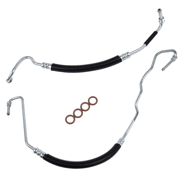 动力转向软管组 Pair Power Steering Pressure Line Hoses Kit for Chevy Silverado GMC Sierra 2500 HD 3500 6.6L V8 Turbo 2001-2010 Hydroboost To Gear, Pump To Hydroboost-3