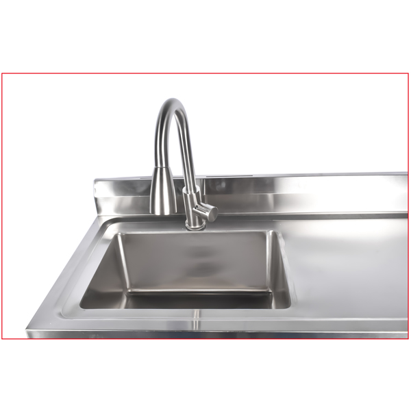 A1-不锈钢水槽 Stainless Steel Kitchen Sink Commercial Freestanding Utility Sink with Drawer and Pull-Out Faucet (39.3", Left Sink)-6