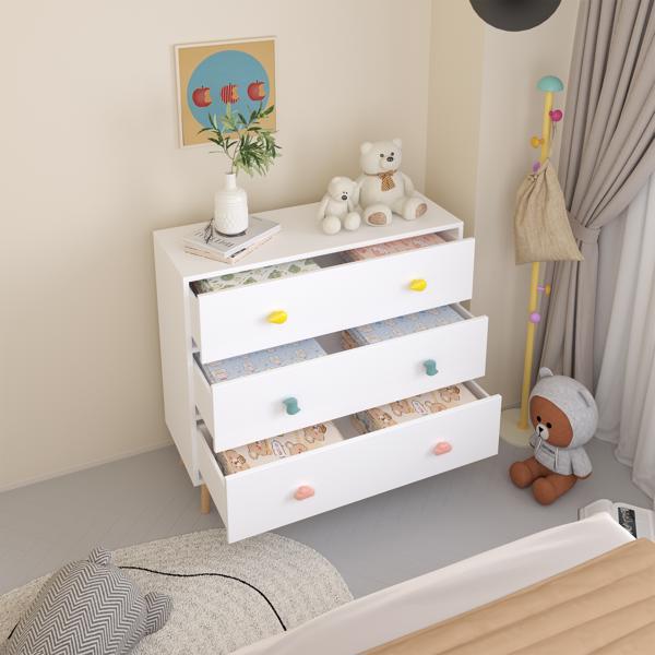 Kids 3 Drawer Dresser, Baby Nightstand for Bedroom, Storage Cabinet for Toddler Child for Living Room, Toddler Room, Nursery, Closet, Apartment (White)-27