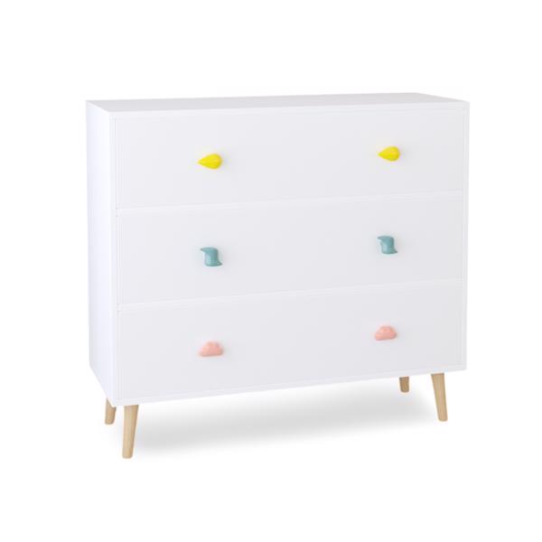 Kids 3 Drawer Dresser, Baby Nightstand for Bedroom, Storage Cabinet for Toddler Child for Living Room, Toddler Room, Nursery, Closet, Apartment (White)-9
