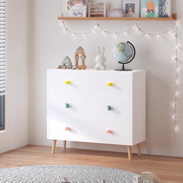 Kids 3 Drawer Dresser, Baby Nightstand for Bedroom, Storage Cabinet for Toddler Child for Living Room, Toddler Room, Nursery, Closet, Apartment (White)-22
