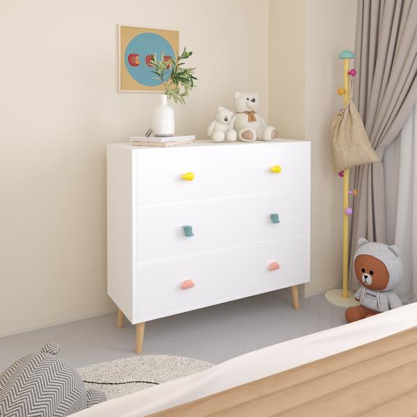 Kids 3 Drawer Dresser, Baby Nightstand for Bedroom, Storage Cabinet for Toddler Child for Living Room, Toddler Room, Nursery, Closet, Apartment (White)-17