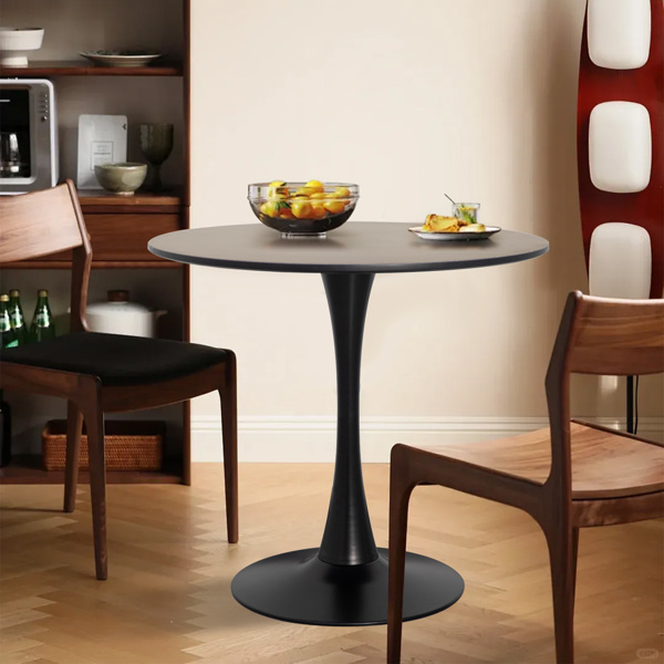 Round Black Dining Table 31.5" with Pedestal Base, Mid Century Kitchen Table Coffee Table for 2 to 4 Person-1