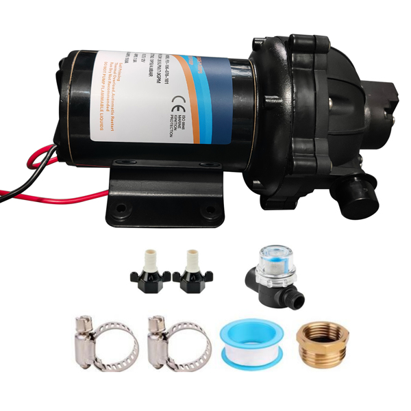 水泵 Black RV Fresh Water Pump 7GPM 70PSI, 12V DC Water Pump Five Chamber Self-Priming Diaphragm Water Pump with Heavy Duty Pressure Switch and Strainer-1