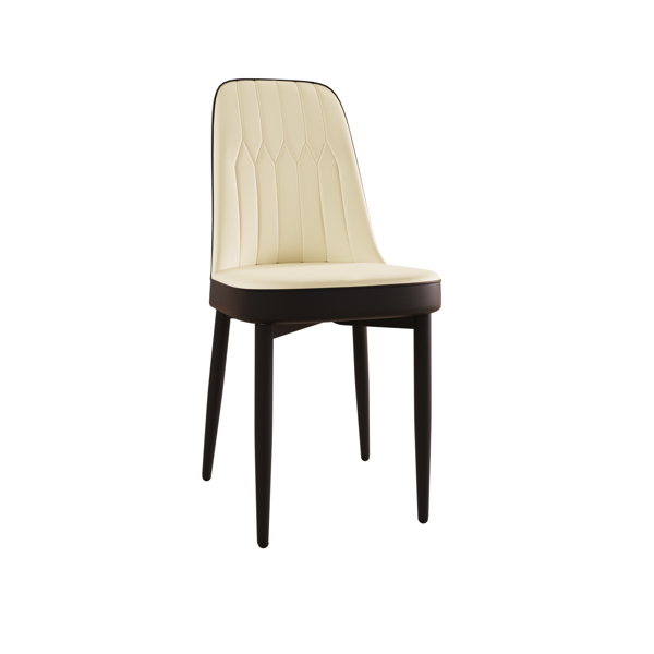 47-63" expandable circular dining tables , equipped with 4 PU fabric thick cushioned dining chairs and an elegant and spacious dining table, kitchen table and chair, with black metal legs -10