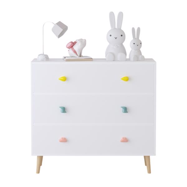 Kids 3 Drawer Dresser, Baby Nightstand for Bedroom, Storage Cabinet for Toddler Child for Living Room, Toddler Room, Nursery, Closet, Apartment (White)-8