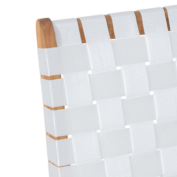 Outdoor Acacia Wood and Rope Weave 3 Piece Chat Set, White and Teak-11