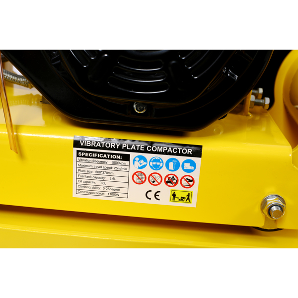 7.0HP 5500VPM MAX 气体振动压实力 20 x 14 英寸平板压实机，带内置轮子，符合 EPA 标准-18