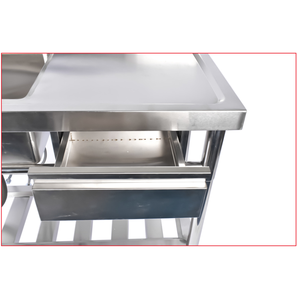 A1-不锈钢水槽 Stainless Steel Kitchen Sink Commercial Freestanding Utility Sink with Drawer and Pull-Out Faucet (39.3", Left Sink)-5