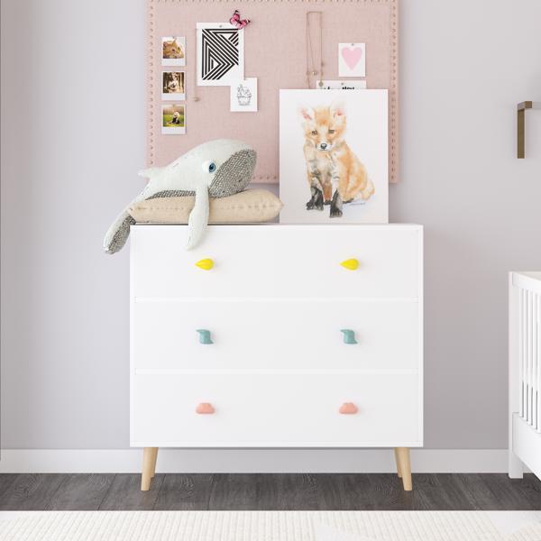 Kids 3 Drawer Dresser, Baby Nightstand for Bedroom, Storage Cabinet for Toddler Child for Living Room, Toddler Room, Nursery, Closet, Apartment (White)-10