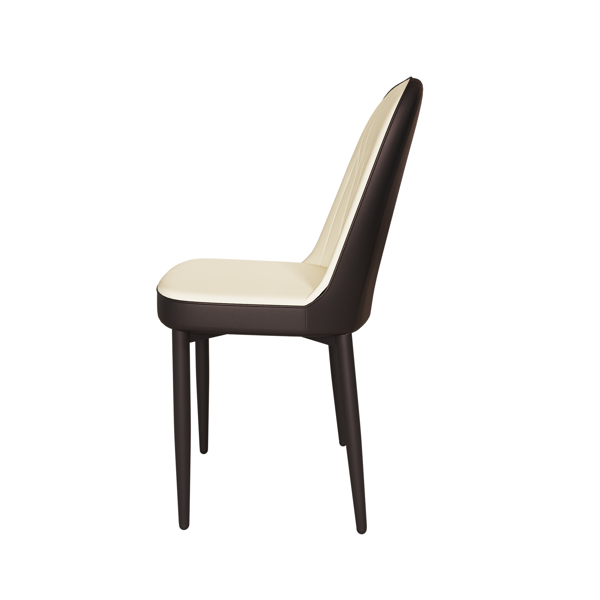 47-63" expandable circular dining tables , equipped with 4 PU fabric thick cushioned dining chairs and an elegant and spacious dining table, kitchen table and chair, with black metal legs -9
