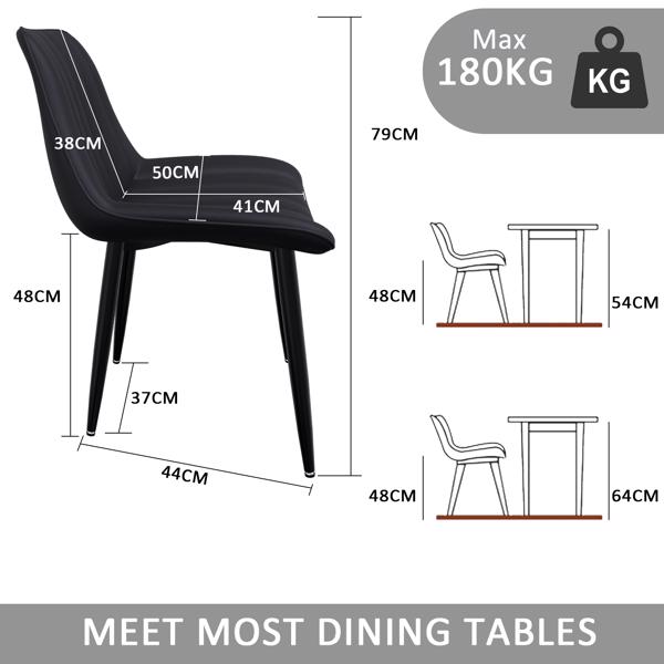 Dining chairs set of 8, Kitchen chairs with 7 cm backrest, Dining table chairs with 5 cm seat cushion, Max. Load capacity 180KG, PU faux leather upholstered chair for dining room, kitchen, living room-2