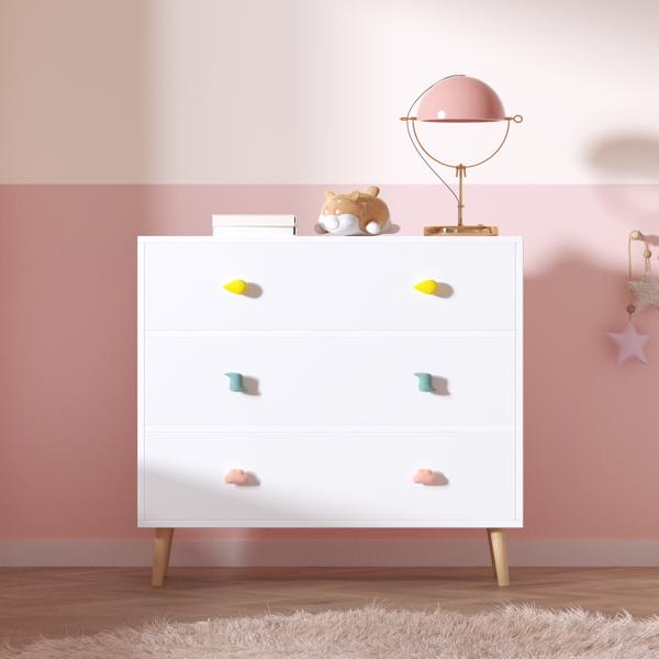 Kids 3 Drawer Dresser, Baby Nightstand for Bedroom, Storage Cabinet for Toddler Child for Living Room, Toddler Room, Nursery, Closet, Apartment (White)-26