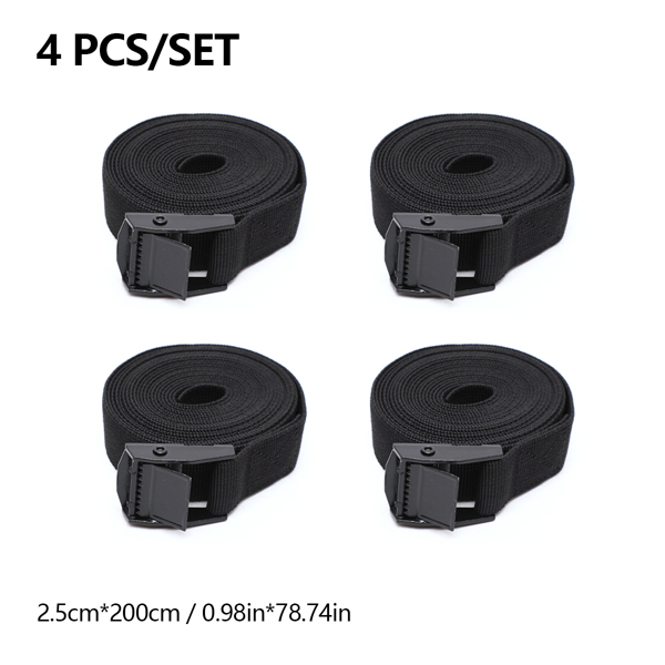 25MM*2M x4件装锌合金多功能绑带，行李架固定带，货物紧固绳，四季适用（可能发云途物流）-1
