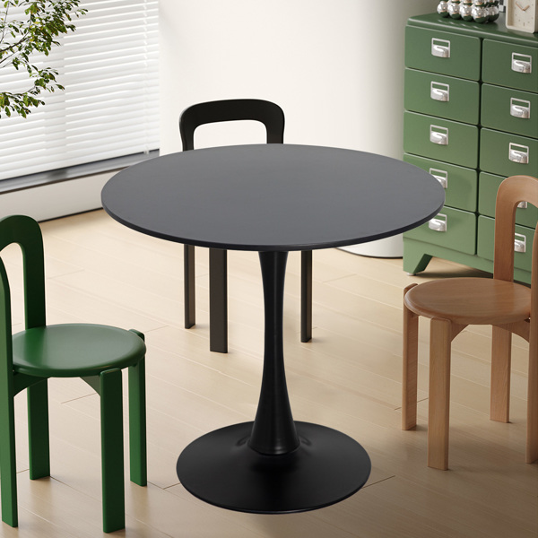Round Black Dining Table 31.5" with Pedestal Base, Mid Century Kitchen Table Coffee Table for 2 to 4 Person-12